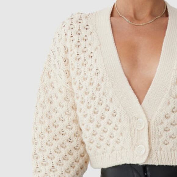 $190 NWT FINDERS KEEPERS Australia Mabel cropped cardigan ivory S - Picture 2 of 11